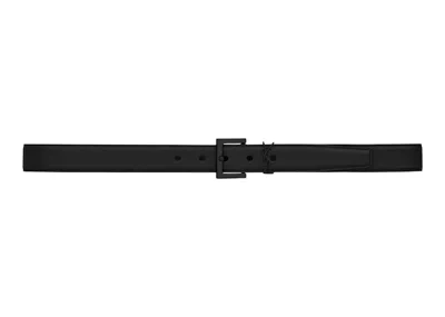 Pre-owned Saint Laurent Men's  Cassandre Belt In Smooth Leather Tone In Black