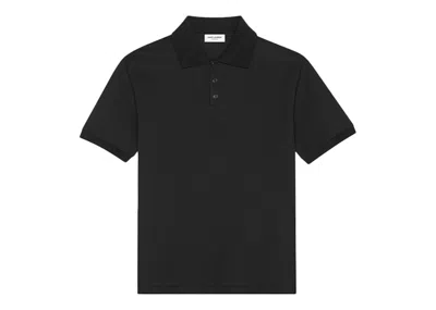 Pre-owned Saint Laurent Men's  Cassandre Cotton Pique Polo Shirt In Black