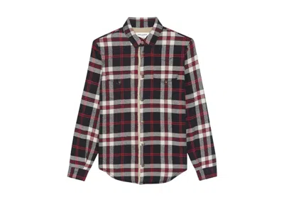 Pre-owned Saint Laurent Men's  Checked Vintage Sherling Shirt In Red/black/white