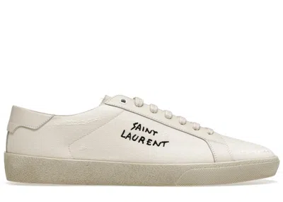 Pre-owned Saint Laurent Men's  Court Classic Sl/06 Low Distressed Sneakers In Cream