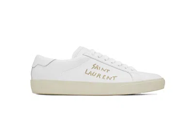Pre-owned Saint Laurent Men's  Court Classic Sl/06 Optic Sneakers In White