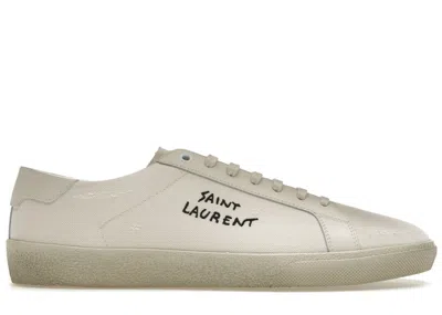 Pre-owned Saint Laurent Men's  Court Classic Sl06 Sneakers In Cream/black