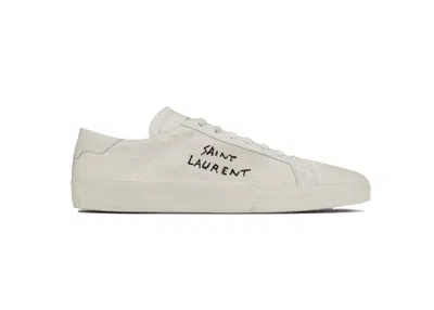 Pre-owned Saint Laurent Men's  Court Classic Sl/06 White Worn Sneakers In Cream