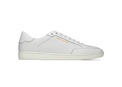 Pre-owned Saint Laurent Men's  Court Classic Sl/10 Perforated Sneakers In White