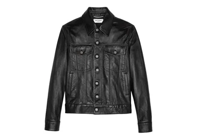 Pre-owned Saint Laurent Men's  Denimstyle Lambskin Leather Jacket In Black