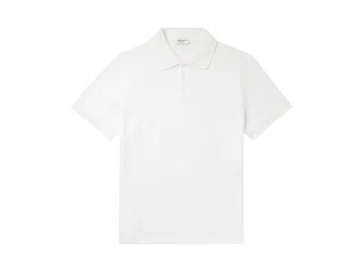 Pre-owned Saint Laurent Men's  Embroidered Logo Polo Shirt In White