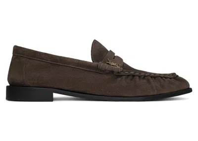Pre-owned Saint Laurent Men's  Le Loafer Supple Sneakers In Dark Brown