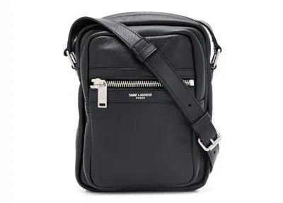 Pre-owned Saint Laurent Men's  Leather Sid Crossbody In Black