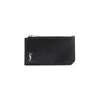 Saint Laurent Tiny Cassandre Fragments Card Holder In Black