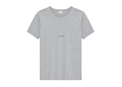 Pre-owned Saint Laurent Men's  Logo Rive Gauche T-shirt In Grey Rinse
