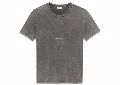 Pre-owned Saint Laurent Men's  Logo Rive Gauche T-shirt In Washed Black