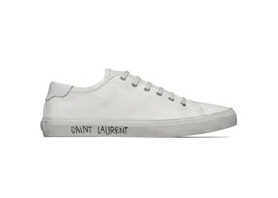 Pre-owned Saint Laurent Men's  Malibu Optic Sneakers In White