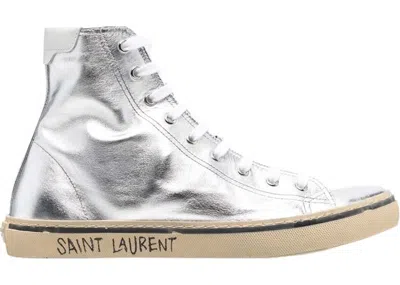 Pre-owned Saint Laurent Men's  Malibu Sneakers In Silver