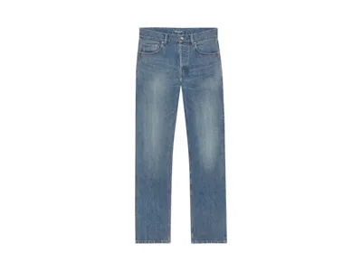 Pre-owned Saint Laurent Men's  Mock Waist Extended Length Pants In Norvegian Blue