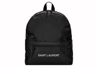 Pre-owned Saint Laurent Men's  Nuxx Backpack In Nylon In Silver/black