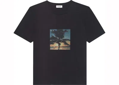 Pre-owned Saint Laurent Men's  Palm Tree T-shirt (652565 Y36ad 1068) In Black