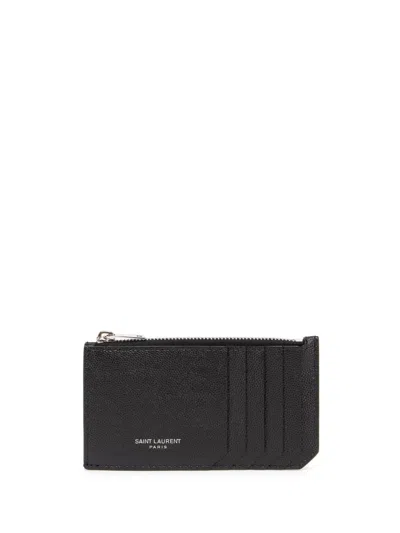 Saint Laurent Men ` Paris Fragments` Zipped Card Case