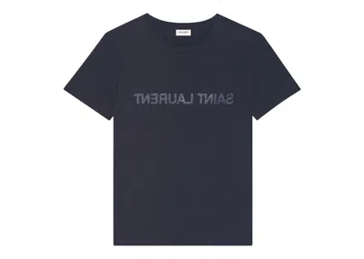 Pre-owned Saint Laurent Men's  Reverse Logo T-shirt In Navy Blue