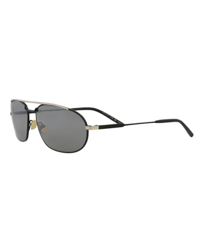 Pre-owned Saint Laurent Men's  Round Oval Sunglasses/30013779003) In Black/silver (sl561