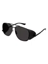 Saint Laurent Stylish Leather Spoiler Sunglasses For Men In Black