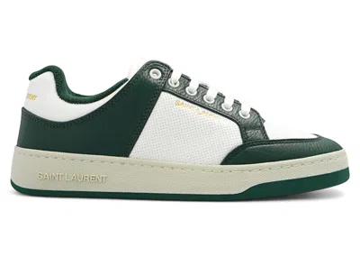 Pre-owned Saint Laurent Men's  Sl/61 Low Sneakers In White/dark Green In Multi