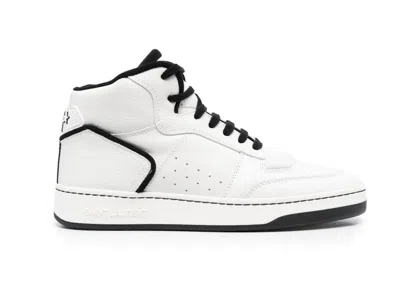 Pre-owned Saint Laurent Men's  Sl80 Mid Top Sneakers In Blanc Optique