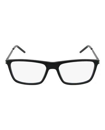 Pre-owned Saint Laurent Men's  Squareframe Acetate Optical Frames In Black Black Transparent (sl344/30008544/00