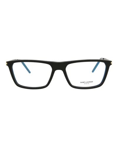 Pre-owned Saint Laurent Men's  Squareframe Acetate Optical Frames In Black Black Transparent (sl344/30008544/00