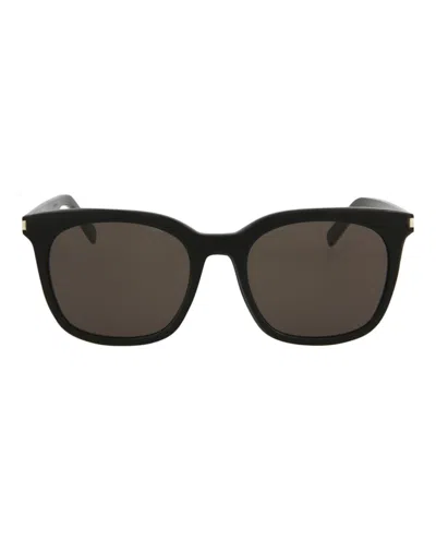 Pre-owned Saint Laurent Men's  Squareframe Acetate Sunglasses In Black Black Grey (sl285fslim/30007203/001)
