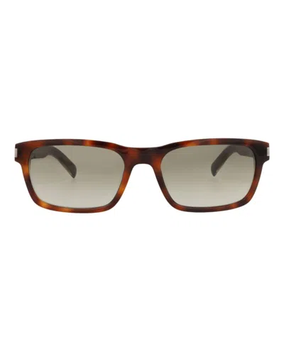 Pre-owned Saint Laurent Men's  Squareframe Recycled Acetate Sunglasses In Havana Crystal Brown (sl662/30015242/