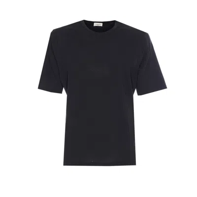 Saint Laurent Cassandre Embroidery Cotton T-shirt In Black