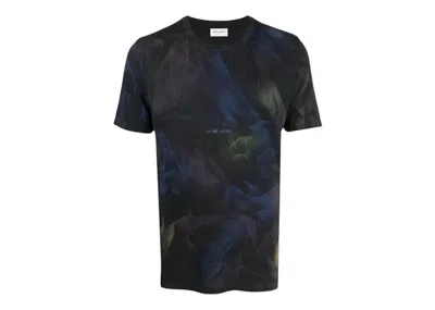 Pre-owned Saint Laurent Men's  Tie Dye Rive Gauche Devore T-shirt In Black
