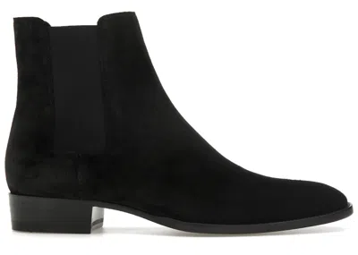 Pre-owned Saint Laurent Men's  Wyatt Chelsea Boot Suede Sneakers In Black