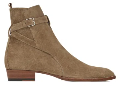 Pre-owned Saint Laurent Men's  Wyatt Jodhpur Boot Tobacco Suede Sneakers In Brown
