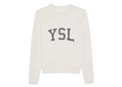 Pre-owned Saint Laurent Men's  Ysl Vintage Sweatshirt In Dirty Ecru