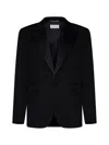 Saint Laurent Black Grain De Poudre Tuxedo Jacket Men In Black