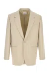 Saint Laurent Men Sand Wool Blazer In Neutral