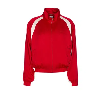 Saint Laurent Teddy Zip Bomber Jacket In Red