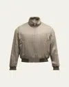 Saint Laurent Teddy Zip-up Bomber Jacket In Kaki-ltgrn