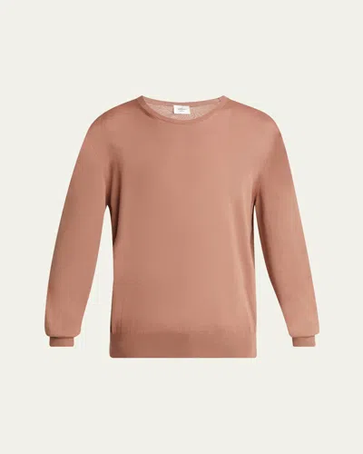 Saint Laurent Men's Sea Island Fine-gauge Sweater In Anemone