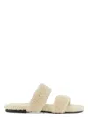 Saint Laurent Men's Shearling Sandal In Ivory
