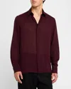 Saint Laurent Men's Sheer Crepe Button-down Shirt In Bordeaux
