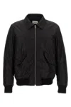 Saint Laurent Collared Silk Bomber With Ribbed Cuffs In Black