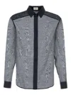 Saint Laurent Men Navy Blue Cotton Blend Shirt