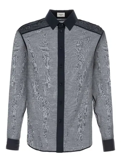 Saint Laurent Navy Blue Cotton Blend Shirt In Black