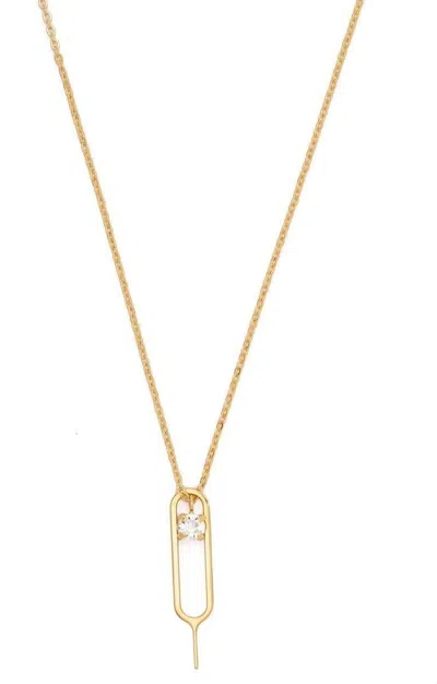 Saint Laurent Men's Sim Key Charm Necklace In Dore,cristal