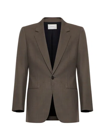 Saint Laurent Single-breasted Wool Blazer In Taupe Chine