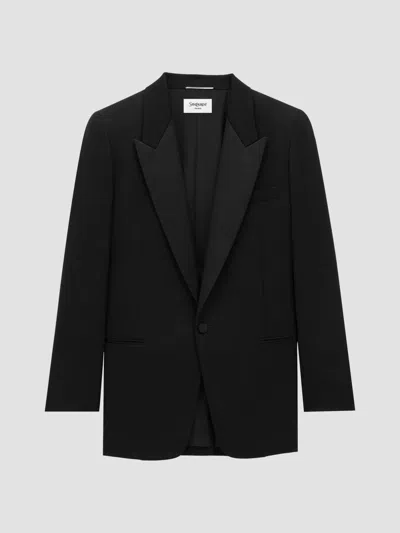 Saint Laurent Single-breasted Blazer In Black