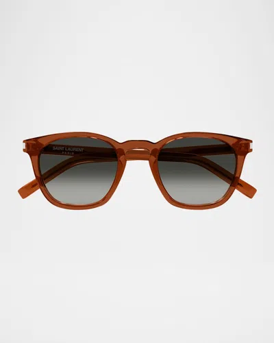 SAINT LAURENT MEN'S SL 28-051 SQUARE ACETATE SUNGLASSES