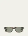 Saint Laurent Men's Sl 402 Sunglasses In Shiny Striated Gray Havana